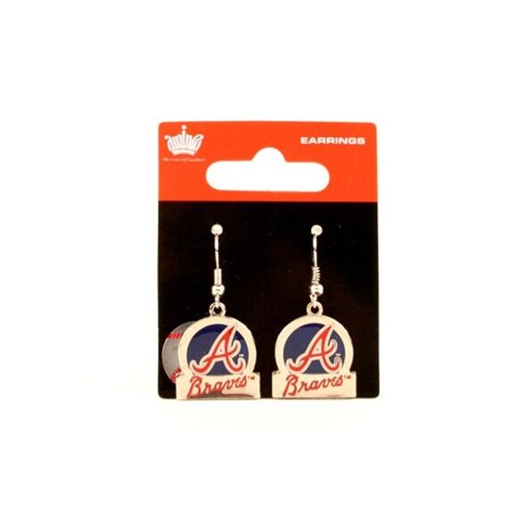 Atlanta Braves Earrings Circle Blue Dangle New Baseball MLB New J Hook - Picture 3 of 3